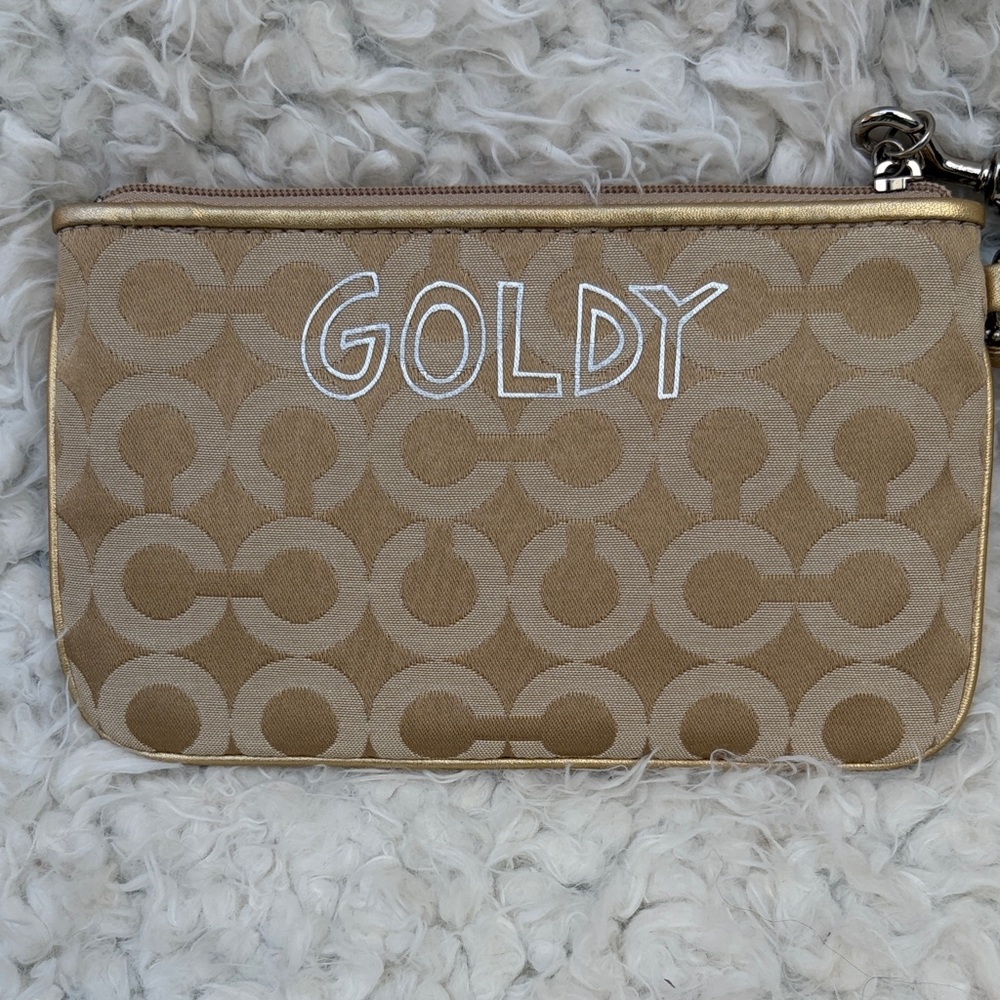 Coach Goldy Signature Canvas Pouch Wristlet with Playful Character - Picture 3 of 6